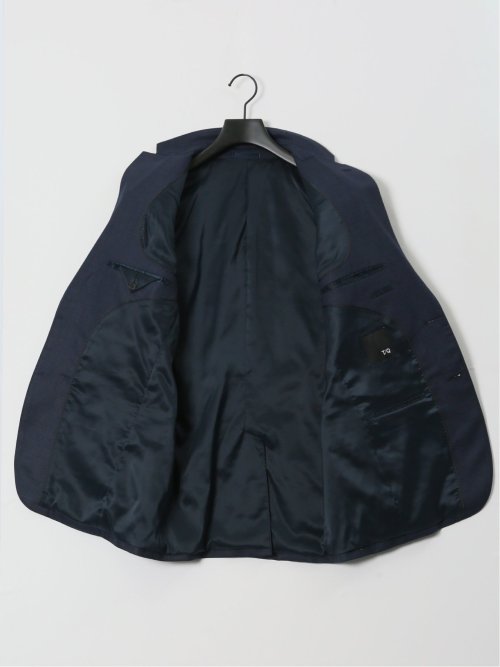 光沢ウール混 レギュラーフィット 2ボタン3ピーススーツ 組織青