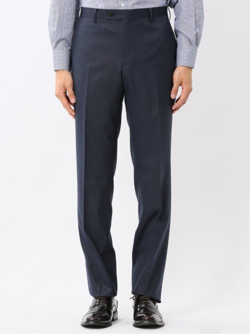 光沢ウール混 レギュラーフィット 2ボタン3ピーススーツ 組織青