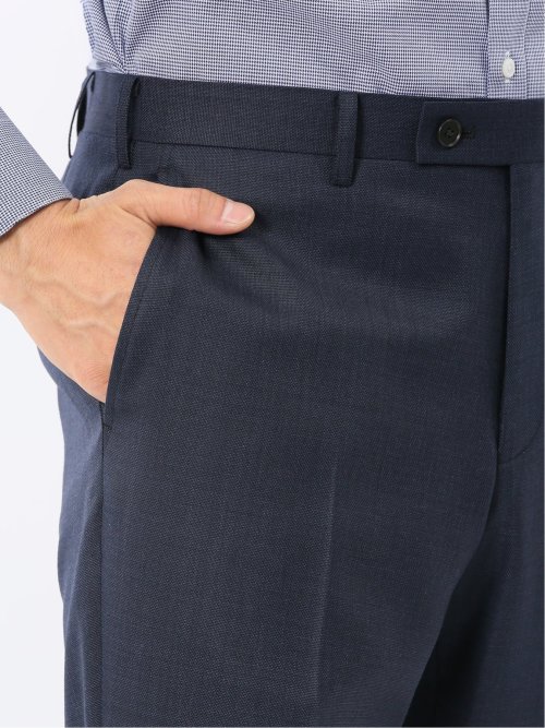 光沢ウール混 レギュラーフィット 2ボタン3ピーススーツ 組織青