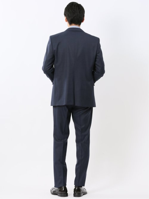 光沢ウール混 レギュラーフィット 2ボタン3ピーススーツ 組織青