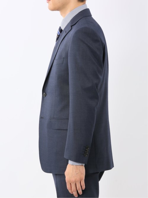 光沢ウール混 レギュラーフィット 2ボタン3ピーススーツ 組織青