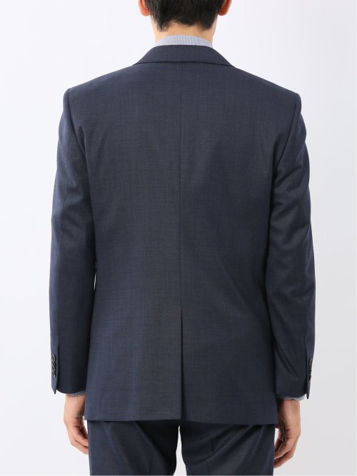 光沢ウール混 レギュラーフィット 2ボタン3ピーススーツ 組織青