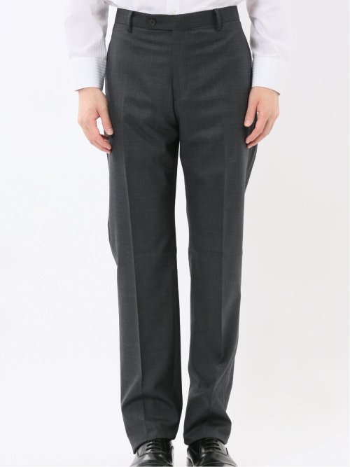 光沢ウール混 レギュラーフィット 2ボタン2ピーススーツ 組織グレー