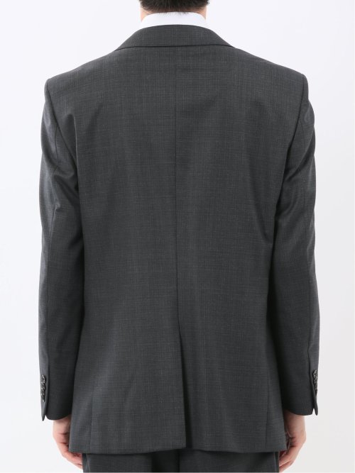 光沢ウール混 レギュラーフィット 2ボタン2ピーススーツ 組織グレー