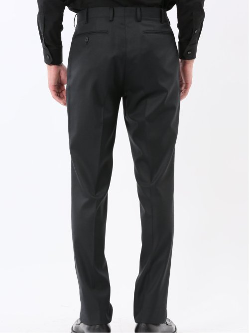 光沢ウール混 スリムフィット 2ボタン3ピーススーツ 組織黒