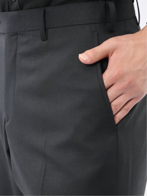 光沢ウール混 スリムフィット 2ボタン3ピーススーツ 組織黒