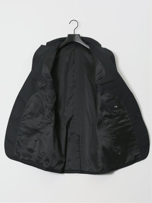 光沢ウール混 スリムフィット 2ボタン3ピーススーツ 組織黒