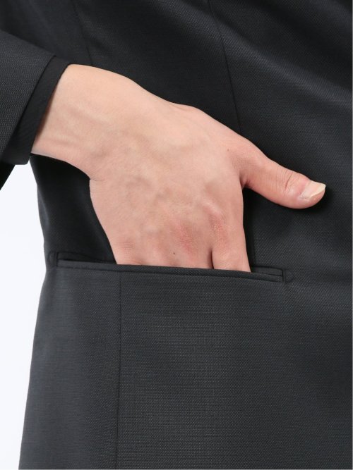 光沢ウール混 スリムフィット 2ボタン3ピーススーツ 組織黒