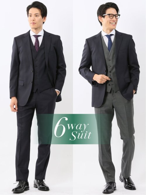 未使用【TAKAQ】メンズビジネススーツ　2パンツセット　春夏 タカキュー TAKA-Q ストレッチウォッシャブル スリムフィット 2