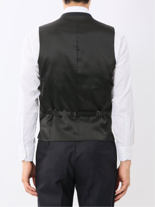 光沢ウール混 スリムフィット 2ボタン4ピース6WAYスーツ 組織紺