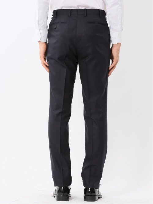 光沢ウール混 スリムフィット 2ボタン4ピース6WAYスーツ 組織紺