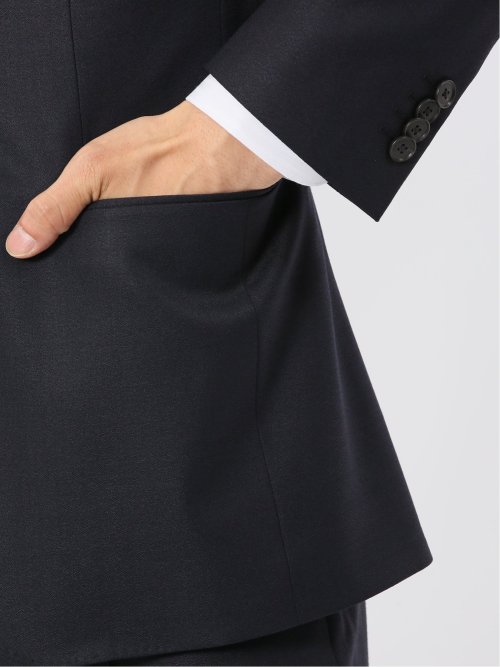 光沢ウール混 スリムフィット 2ボタン4ピース6WAYスーツ 組織紺