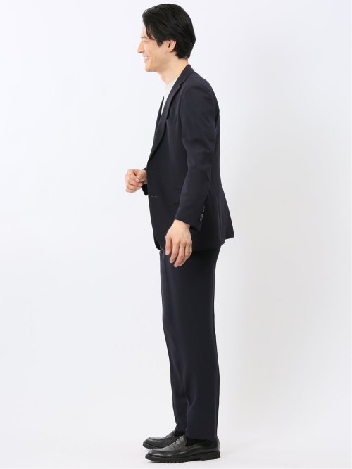 軽量 メッシュ レギュラーフィット 2ボタン 2ピース スーツ 組織 紺