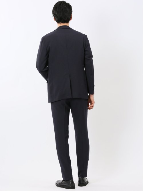 軽量 メッシュ レギュラーフィット 2ボタン 2ピース スーツ 組織 紺