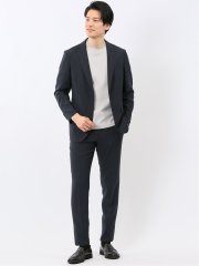 軽量 メッシュ レギュラーフィット 2ボタン 2ピース スーツ 組織 青