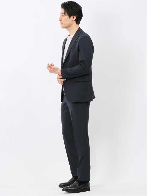 軽量 メッシュ レギュラーフィット 2ボタン 2ピース スーツ 組織 青