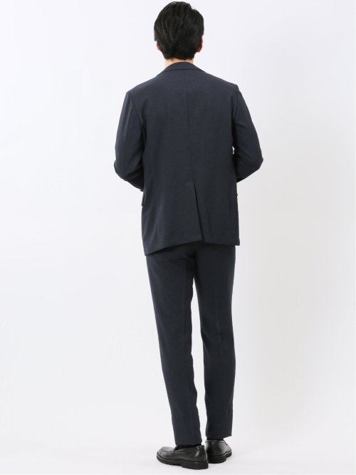 軽量 メッシュ レギュラーフィット 2ボタン 2ピース スーツ 組織 青