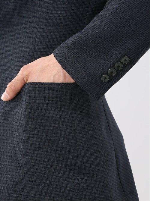 軽量 メッシュ レギュラーフィット 2ボタン 2ピース スーツ 組織 青