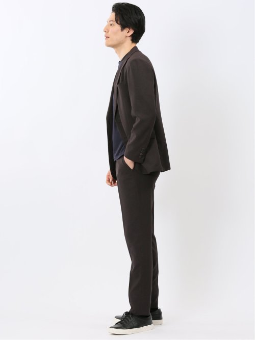 軽量 メッシュ レギュラーフィット 2ボタン 2ピース スーツ 組織 茶