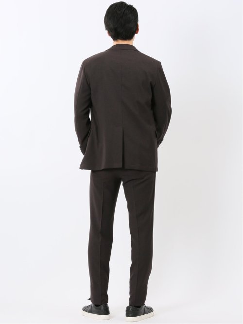 軽量 メッシュ レギュラーフィット 2ボタン 2ピース スーツ 組織 茶