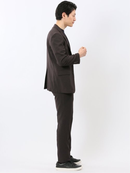 軽量 メッシュ レギュラーフィット 2ボタン 2ピース スーツ 組織 茶