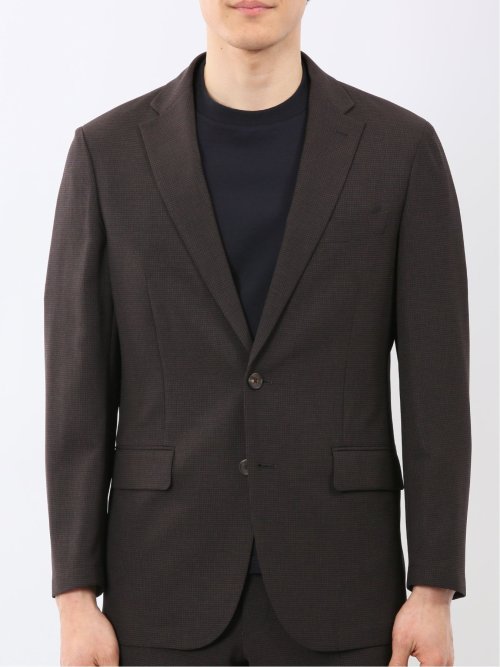 軽量 メッシュ レギュラーフィット 2ボタン 2ピース スーツ 組織 茶