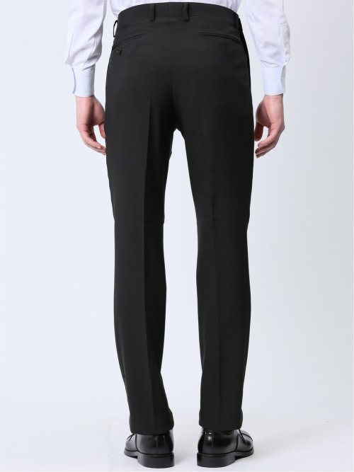 【WEB限定】裾上げ不要 ストレッチウォッシャブル 2ボタン2ピースノータック フォーマルスーツ 黒無地