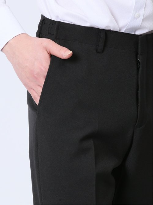 【WEB限定】裾上げ不要 ストレッチウォッシャブル 2ボタン2ピースノータック フォーマルスーツ 黒無地