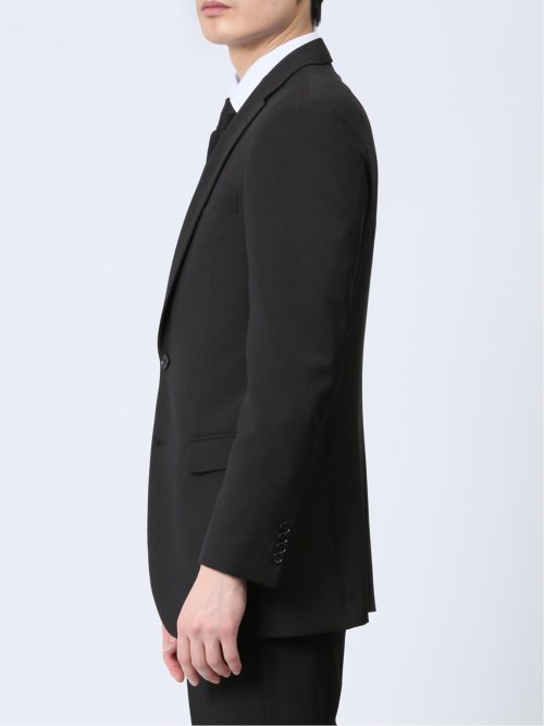 【WEB限定】裾上げ不要 ストレッチウォッシャブル 2ボタン2ピースノータック フォーマルスーツ 黒無地