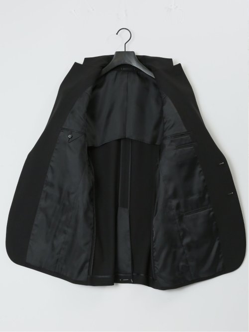 【WEB限定】裾上げ不要 ストレッチウォッシャブル 2ボタン2ピースノータック フォーマルスーツ 黒無地