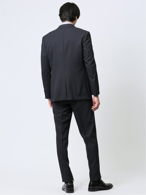 ストレッチウォッシャブル スリムフィット 2ボタン3ピーススーツ 組織紺