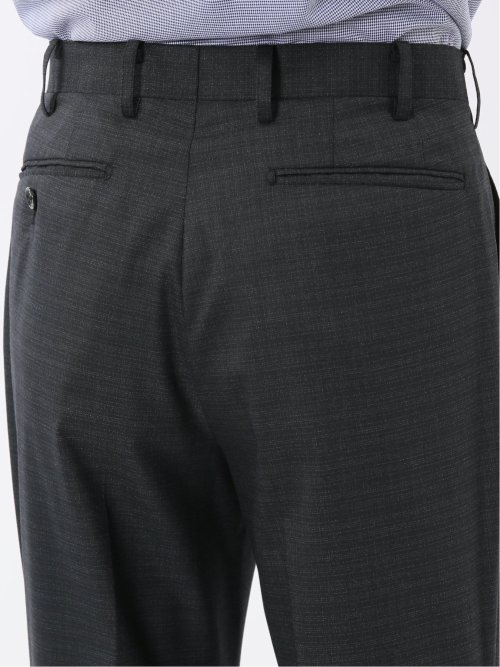 ウール調 ストレッチウォッシャブル スリムフィット 2ボタン2ピーススーツ メランジ黒