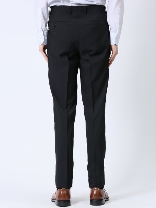 ストレッチウォッシャブル スリムフィット 2ボタン3ピーススーツ 組織黒