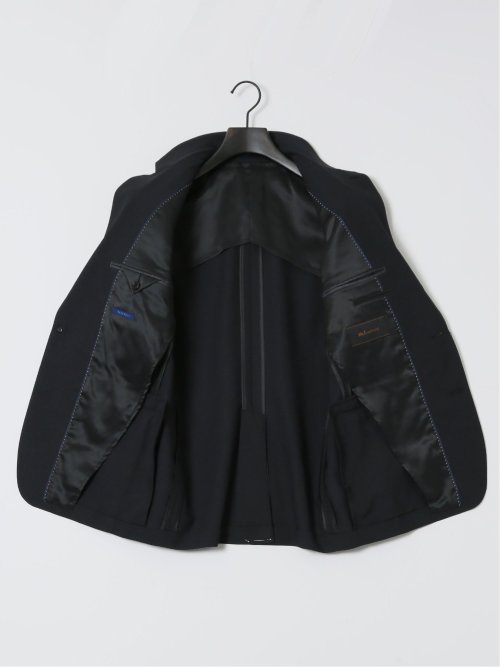 ストレッチウォッシャブル スリムフィット 2ボタン3ピーススーツ 組織黒