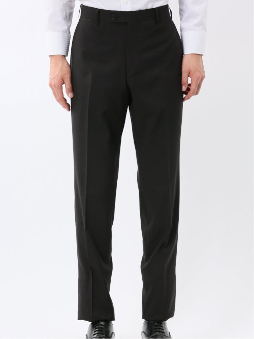 ストレッチウォッシャブル スリムフィット 2ボタン2ピーススーツ 組織黒