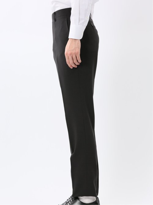 ストレッチウォッシャブル スリムフィット 2ボタン2ピーススーツ 組織黒