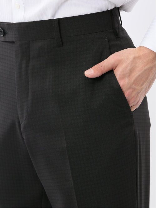 ストレッチウォッシャブル スリムフィット 2ボタン2ピーススーツ 組織黒