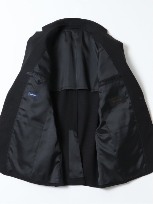 ストレッチウォッシャブル スリムフィット 2ボタン2ピーススーツ 組織黒