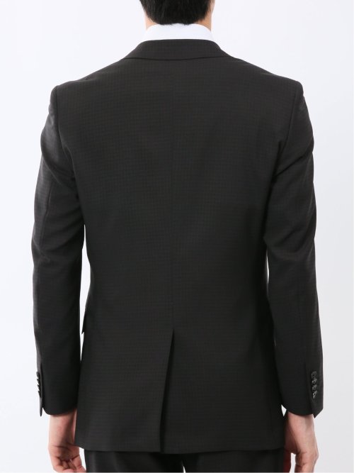 ストレッチウォッシャブル スリムフィット 2ボタン2ピーススーツ 組織黒