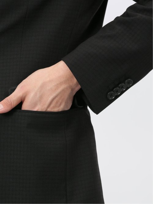 ストレッチウォッシャブル スリムフィット 2ボタン2ピーススーツ 組織黒