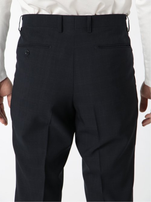 ストレッチウォッシャブル スリムフィット2ボタン2パンツスーツ 組織紺