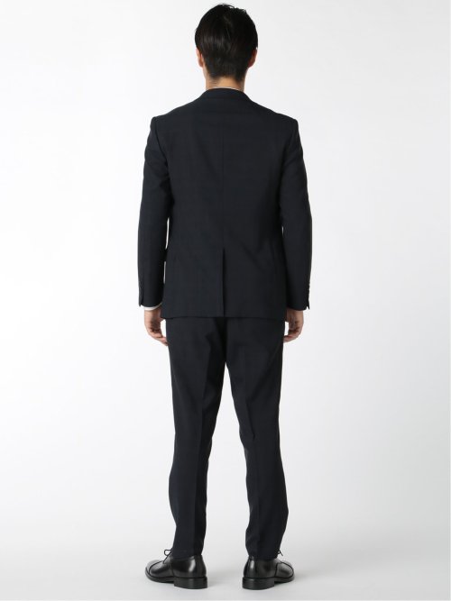 ストレッチウォッシャブル スリムフィット2ボタン2パンツスーツ 組織紺