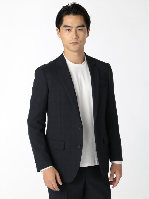 ストレッチウォッシャブル スリムフィット2ボタン2パンツスーツ 組織紺