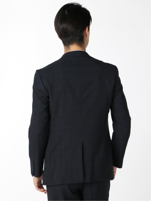 ストレッチウォッシャブル スリムフィット2ボタン2パンツスーツ 組織紺