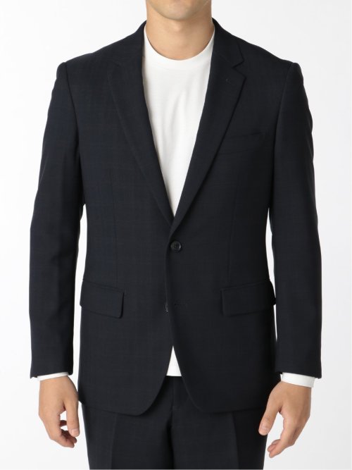 ストレッチウォッシャブル スリムフィット2ボタン2パンツスーツ 組織紺