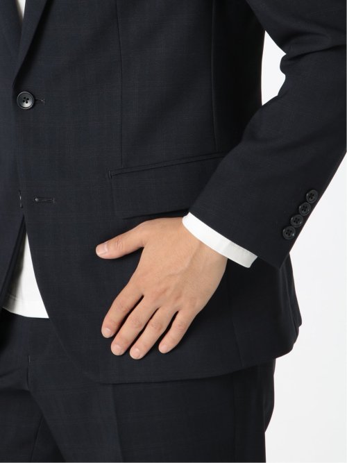 ストレッチウォッシャブル スリムフィット2ボタン2パンツスーツ 組織紺