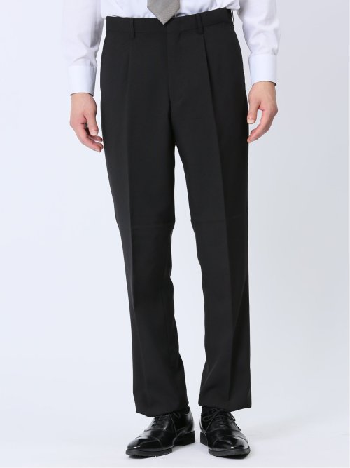 【WEB限定】裾上げ不要 ストレッチウォッシャブル 2ボタン2ピースワンタック フォーマルスーツ 黒無地