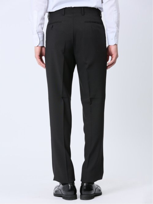 【WEB限定】裾上げ不要 ストレッチウォッシャブル 2ボタン2ピースワンタック フォーマルスーツ 黒無地