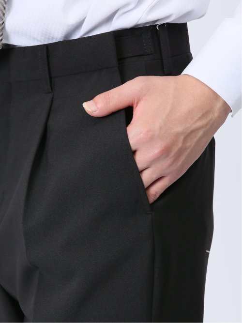 【WEB限定】裾上げ不要 ストレッチウォッシャブル 2ボタン2ピースワンタック フォーマルスーツ 黒無地