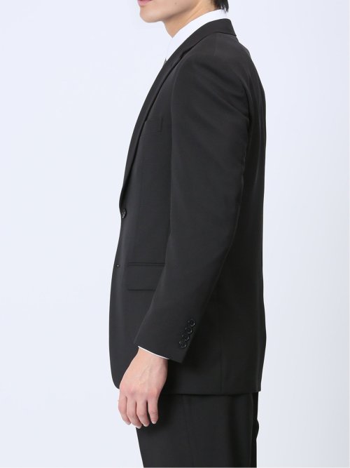 【WEB限定】裾上げ不要 ストレッチウォッシャブル 2ボタン2ピースワンタック フォーマルスーツ 黒無地